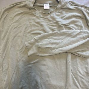 TNA ARITZIA AIRY FLEECE BOYFRIEND CREW NECK PULLOVER SEAGRASS GREEN SAGE SWEATER